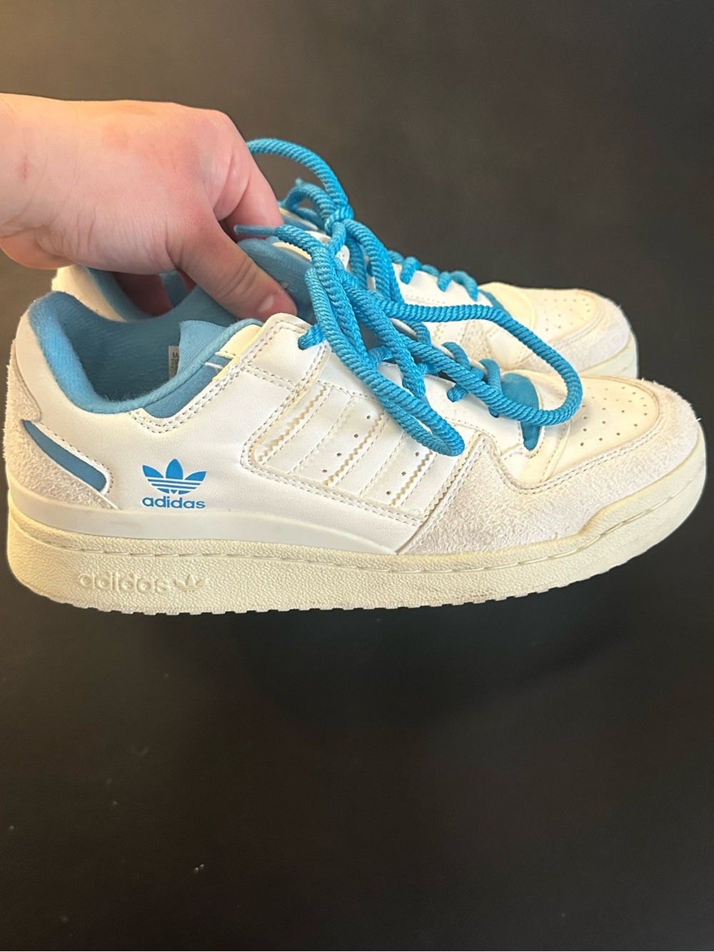 Adidas Forum Bold Shoes Vintage Sneakers with Sky Blue Laces - Picture 6 of 8
